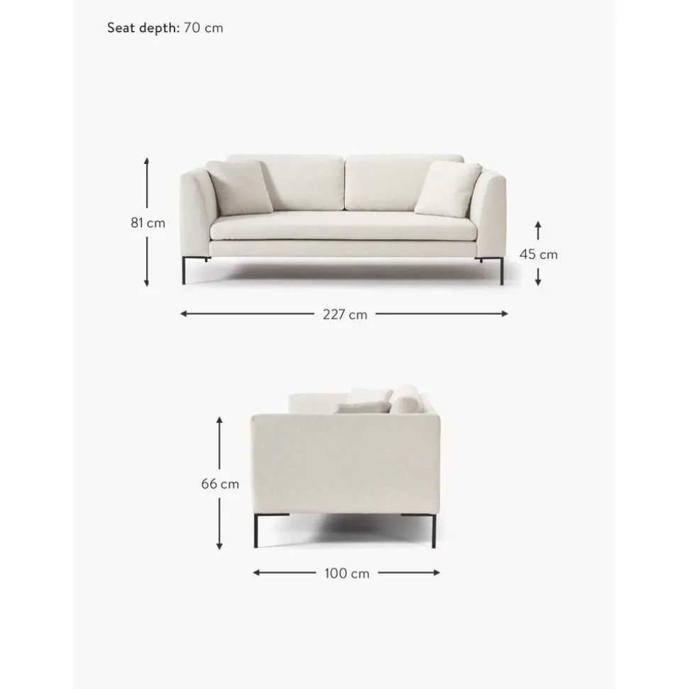 Divano 3 Posti Con Piedini In Metallo Emma