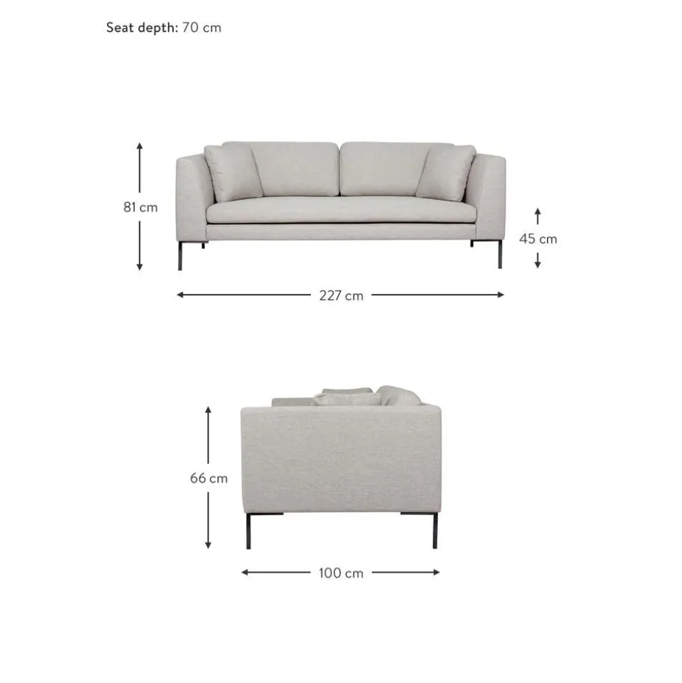 Divano 3 Posti Con Piedini In Metallo Emma