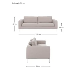 Divano 3 Posti Con Piedini In Metallo Cucita