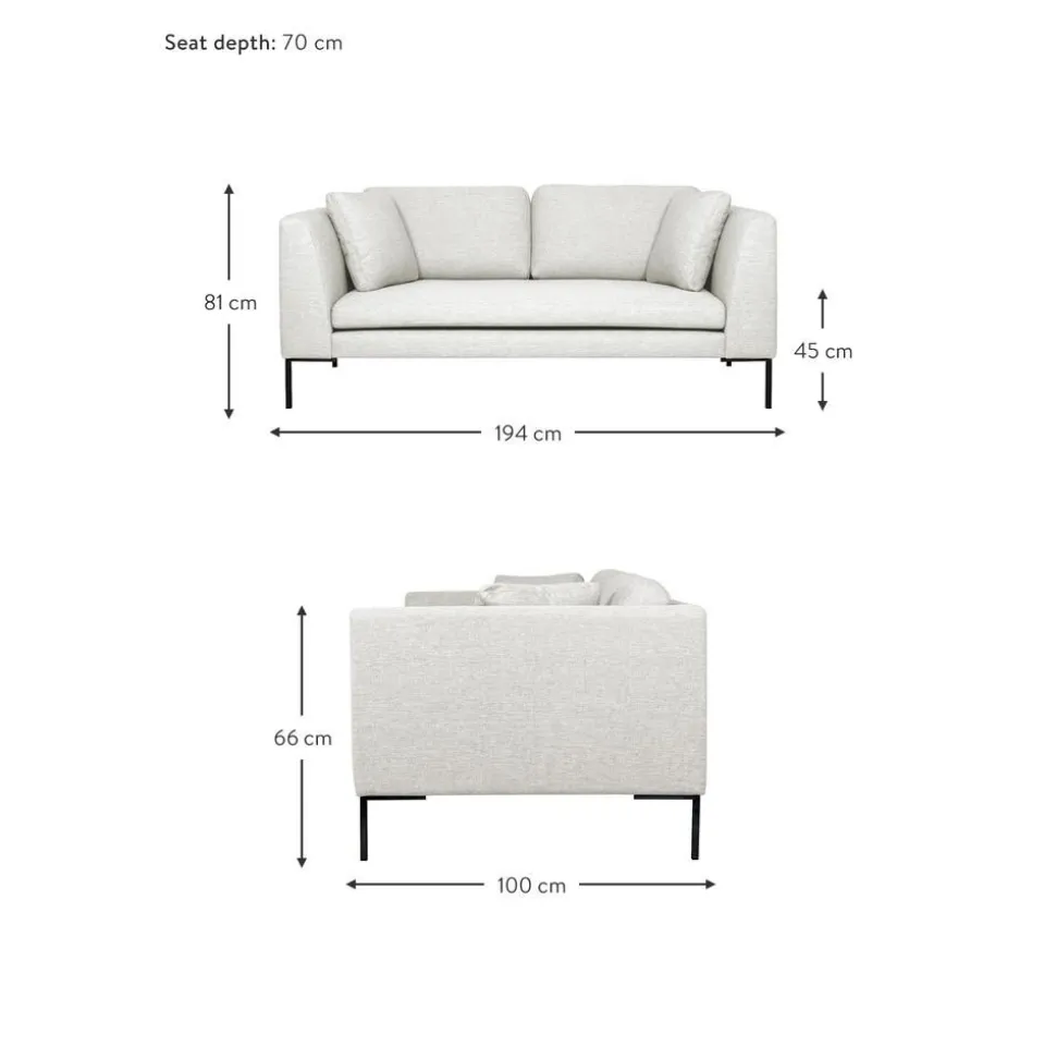 Divano 3 Posti Con Piedini In Metallo Emma