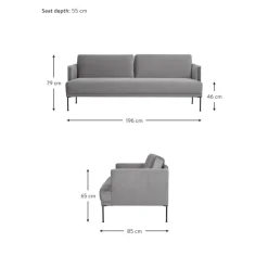 Divano 3 Posti In Velluto Fluente
