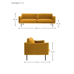 Divano 3 Posti In Velluto Moby