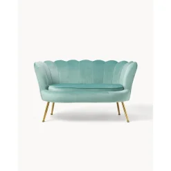 Divano 2 Posti In Velluto Con Piedini In Metallo Oyster
