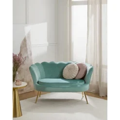 Divano 2 Posti In Velluto Con Piedini In Metallo Oyster