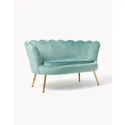 Divano 2 Posti In Velluto Con Piedini In Metallo Oyster