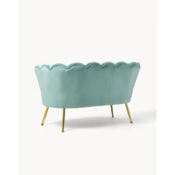 Divano 2 Posti In Velluto Con Piedini In Metallo Oyster