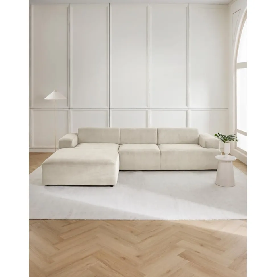 Divano Angolare 4 Posti In Velluto A Coste Melva