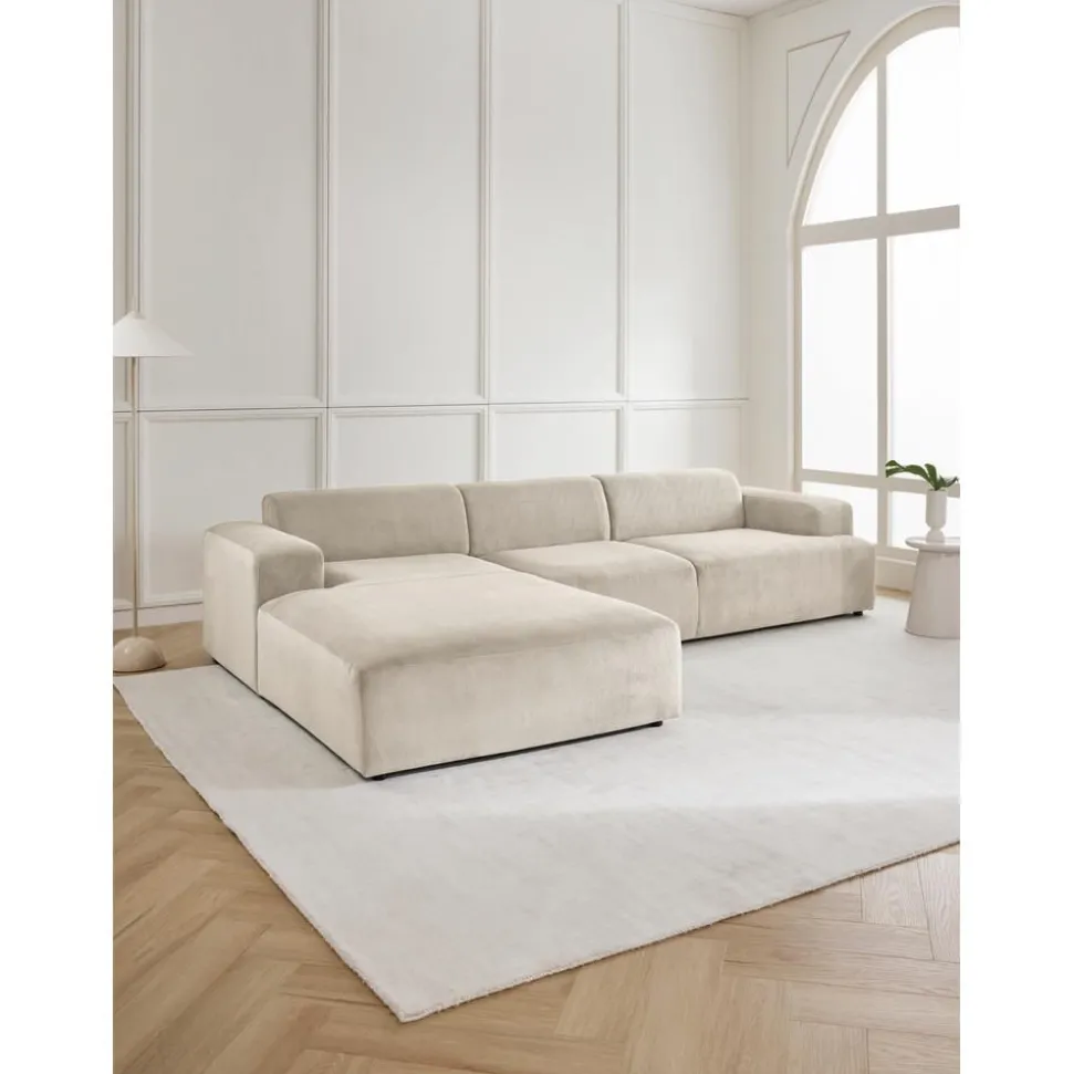 Divano Angolare 4 Posti In Velluto A Coste Melva