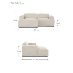 Divano Angolare 3 Posti In Velluto A Coste Melva