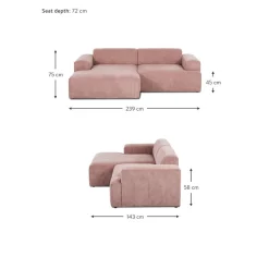 Divano Angolare 3 Posti In Velluto A Coste Melva