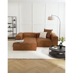 Divano Angolare Componibile In Pelle Riciclata Lennon