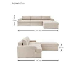 Divano Angolare Componibile 4 Posti Con Rivestimento Sfoderabile Russell