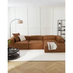 Divano Angolare Componibile In Pelle Riciclata Lennon