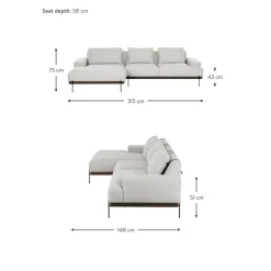 Divano Angolare Con Piedini In Metallo Brooks