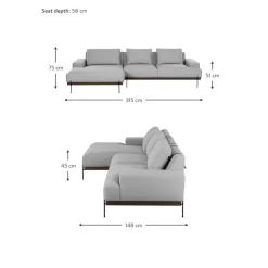 Divano Angolare Con Piedini In Metallo Brooks