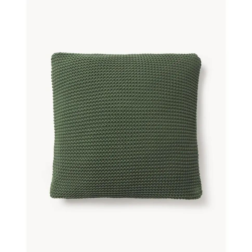 Federa Arredo A Maglia In Cotone Organico Verde Scuro Adalyn