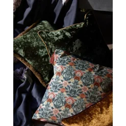 Federa Arredo In Velluto Verde Scuro Con Bordino Enid