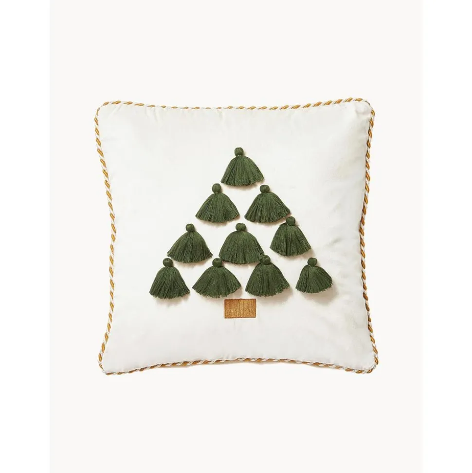 Federa Arredo In Velluto Con Motivo Natalizio E Nappe Skyler