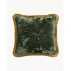 Federa Arredo In Velluto Verde Scuro Con Frange Cyrus