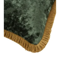 Federa Arredo In Velluto Verde Scuro Con Frange Cyrus