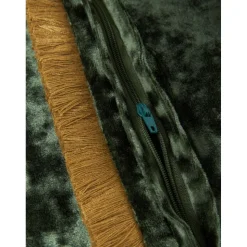 Federa Arredo In Velluto Verde Scuro Con Frange Cyrus