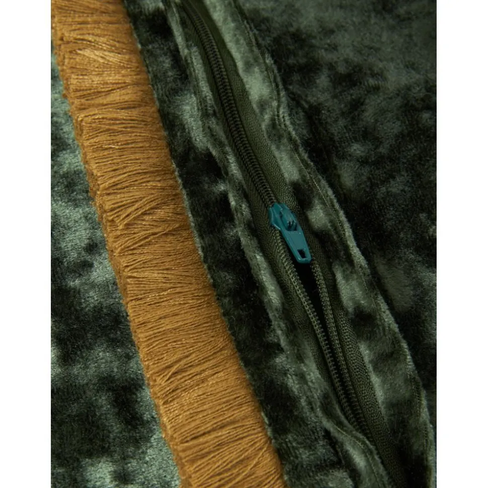 Federa Arredo In Velluto Verde Scuro Con Frange Cyrus