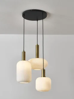 Lampada A Sospensione Cluster In Vetro Opalino Candela