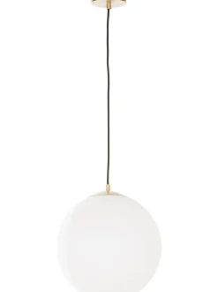 Lampada Sferica A Sospensione In Vetro Opalino Beth