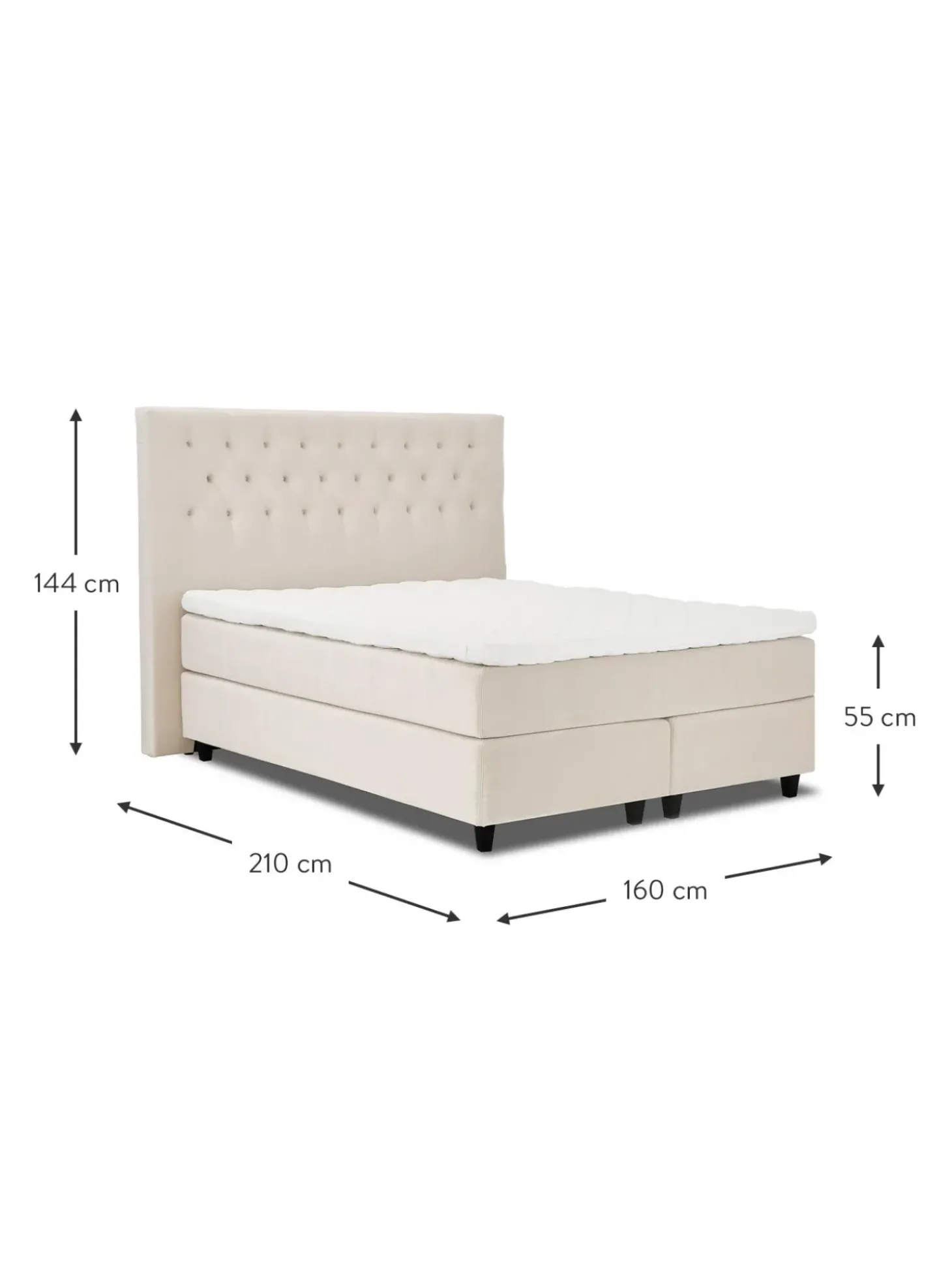 Letto Boxspring In Velluto Premium Pheobe