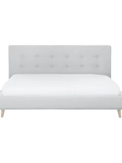 Letto Imbottito Con Piedini In Legno Moon