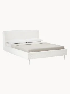 Letto Imbottito In Tessuto Teddy Bianco Layla