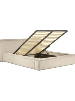 Letto Imbottito In Velluto A Coste Con Contenitore Lennon