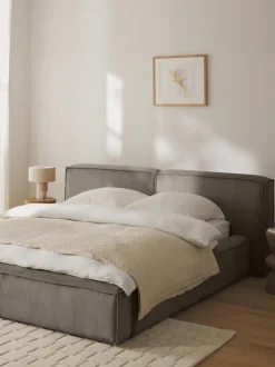 Letto Imbottito In Velluto A Coste Con Contenitore Lennon