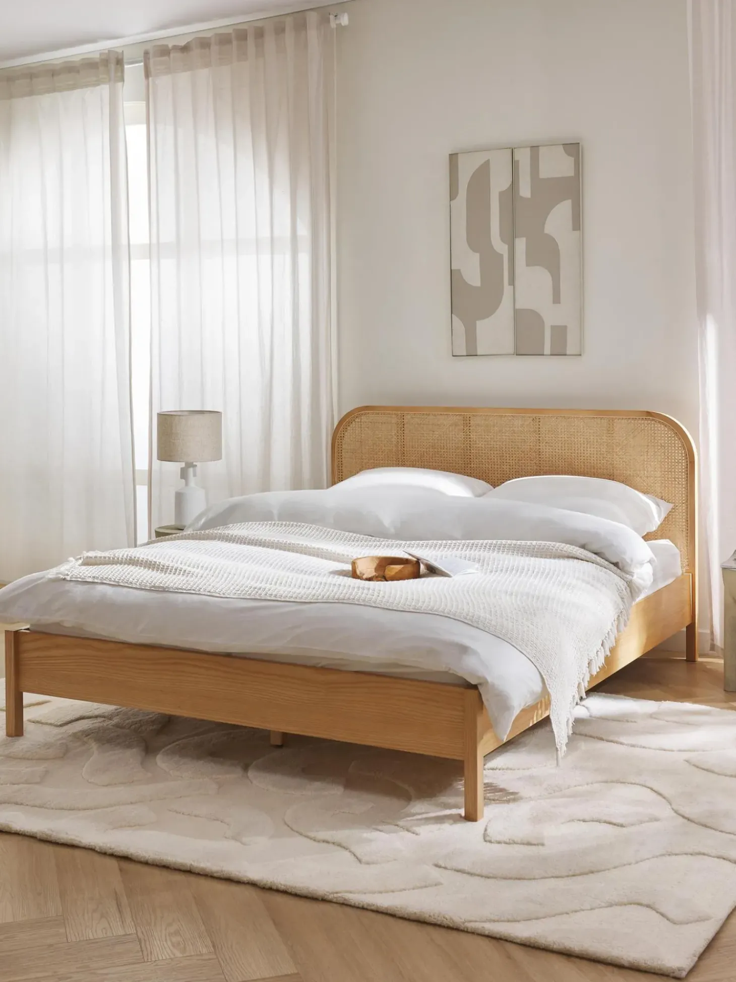 Letto In Legno Con Testiera In Vimini Jones