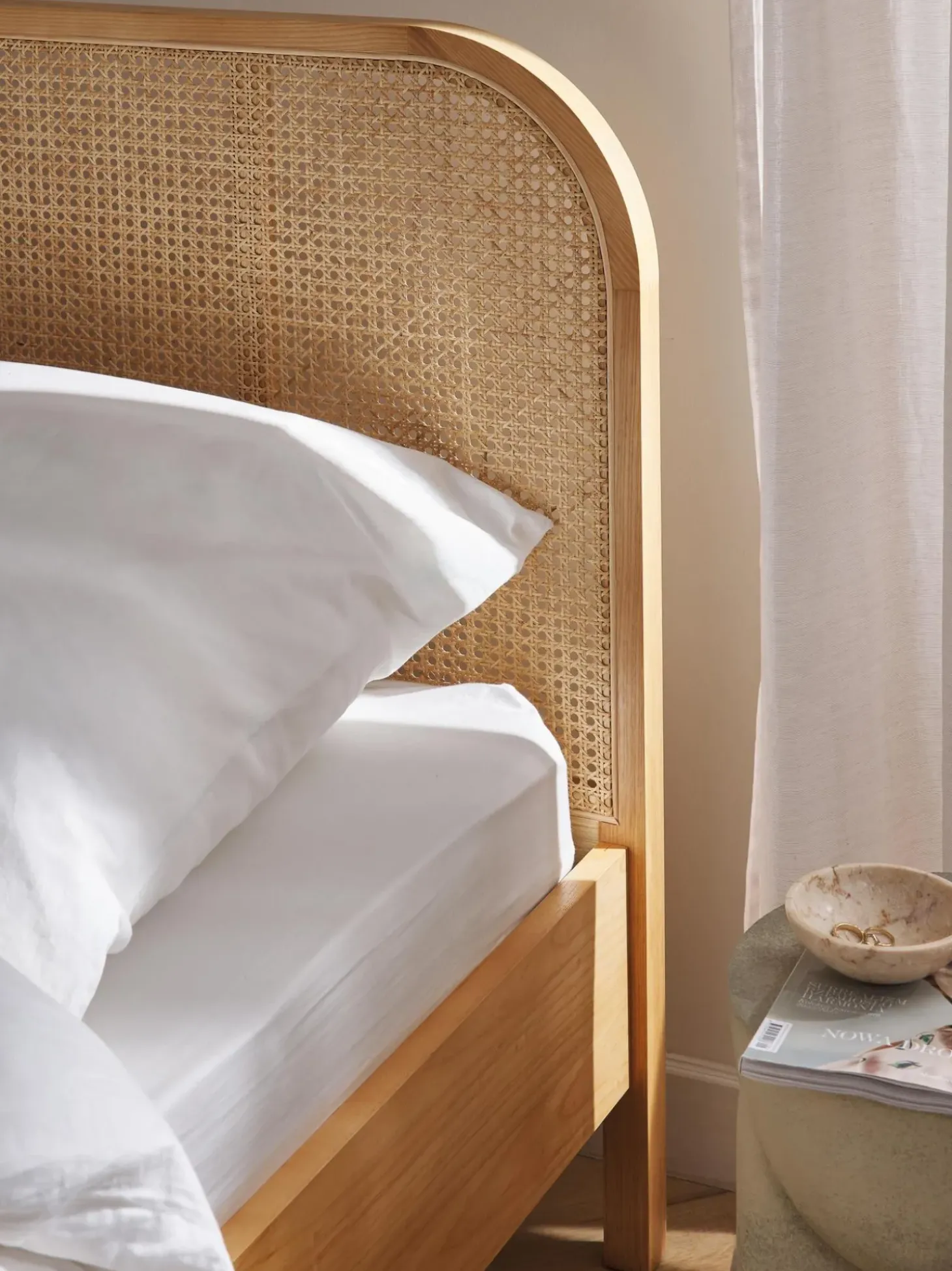 Letto In Legno Con Testiera In Vimini Jones