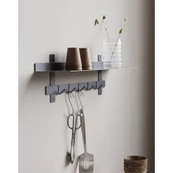 Mensola Da Parete In Metallo Nero Con 5 Ganci Tag