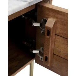 Mobile Tv Fatto A Mano In Legno Di Mango Con Piano In Marmo Grace