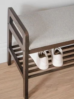 Panca Imbottita Con Ripiano In Legno Di Quercia Inverness