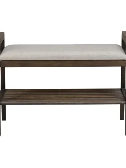 Panca Imbottita Con Ripiano In Legno Di Quercia Inverness