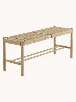 Panca In Legno Con Intreccio Di Giunco Ellan