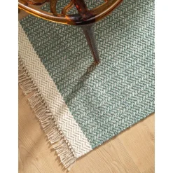 Passatoia In Lana Tessuta A Mano Con Frange Kim