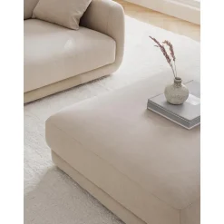 Poggiapiedi Da Divano In Tessuto Beige Jasmin