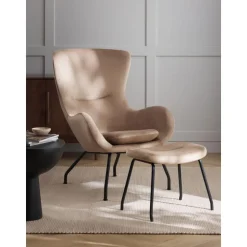 Poltrona Bergere In Velluto Con Gambe In Metallo Wing