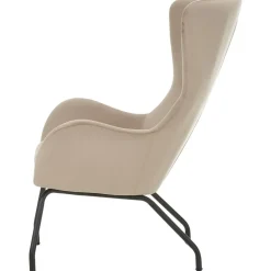 Poltrona Bergere In Velluto Con Gambe In Metallo Wing