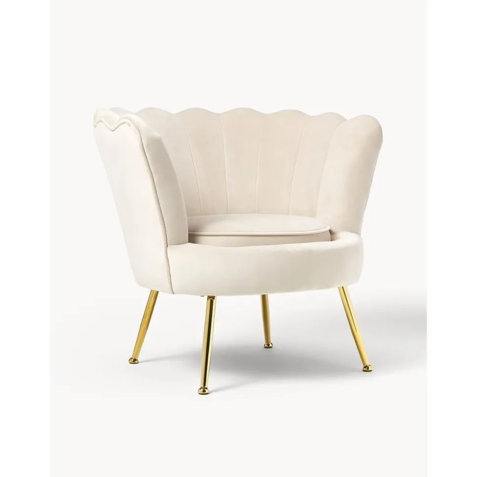 Poltrona In Velluto Oyster