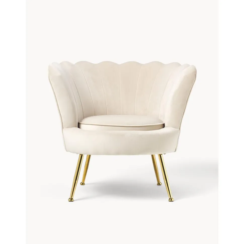 Poltrona In Velluto Oyster