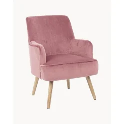 Poltrona In Velluto Rosa Adeline