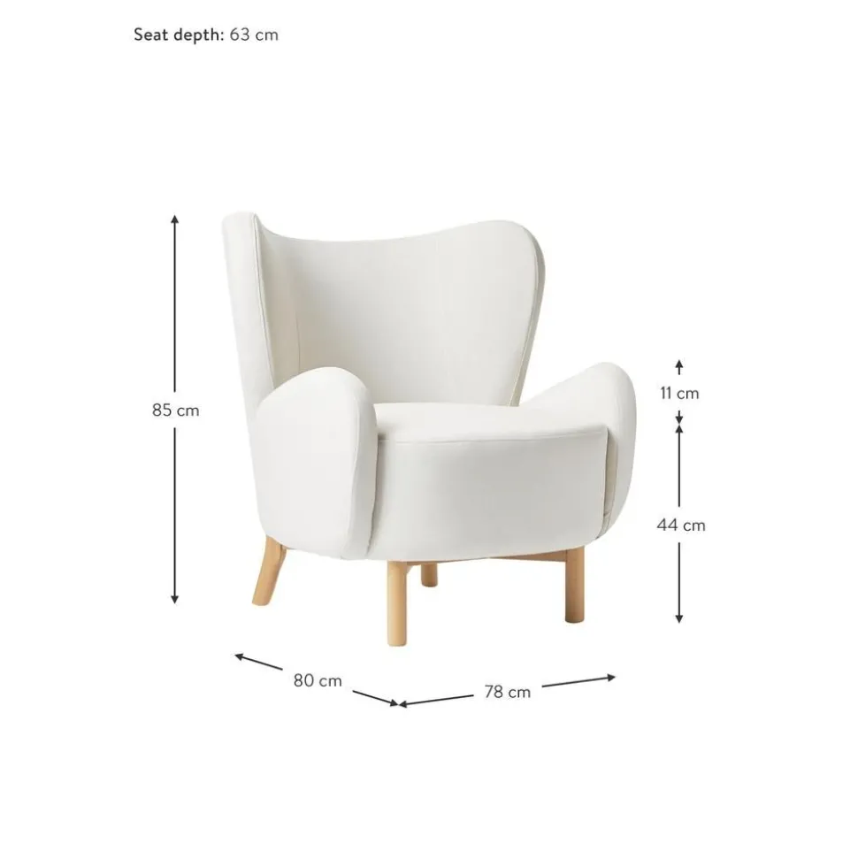 Poltroncina Con Braccioli In Tessuto Bianco Crema Kalia