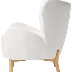 Poltroncina Con Braccioli In Tessuto Bianco Crema Kalia