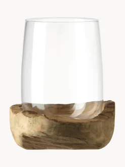 Portacandela Fatto A Mano Con Base In Teak Terra